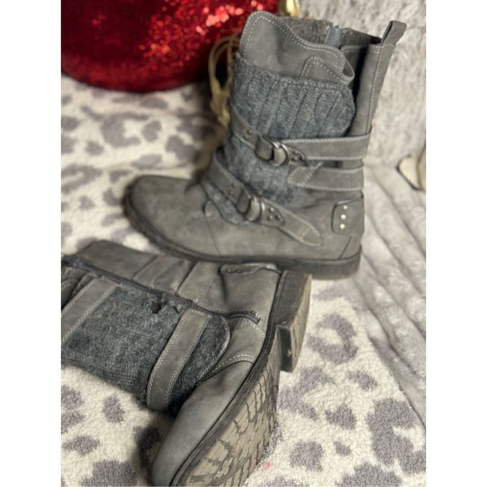 Sugar Jolla sweater cable Knit grey boot bootie moto zip up s
Z 10